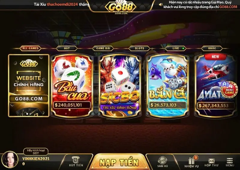 Thể loại game tại cổng game Go88