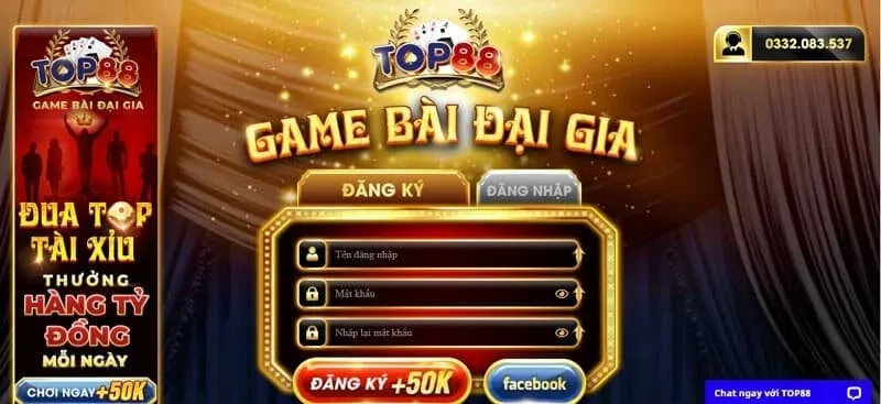 Người chơi từ 18 tuổi có thể đăng ký tham gia chơi game Top88