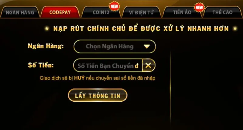 Hướng dẫn nạp tiền