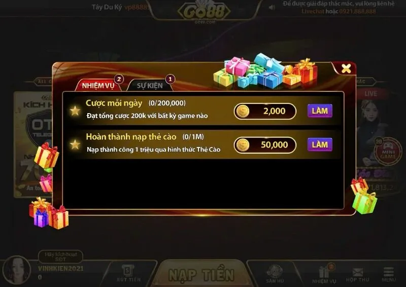 Chương trình khuyến mại cho người chơi tại cổng game Go88