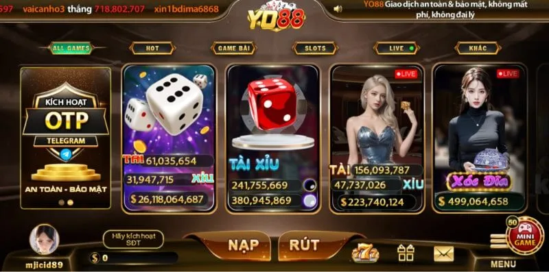 Các trò chơi tại cổng game Yo88 có tỷ lệ thưởng cao